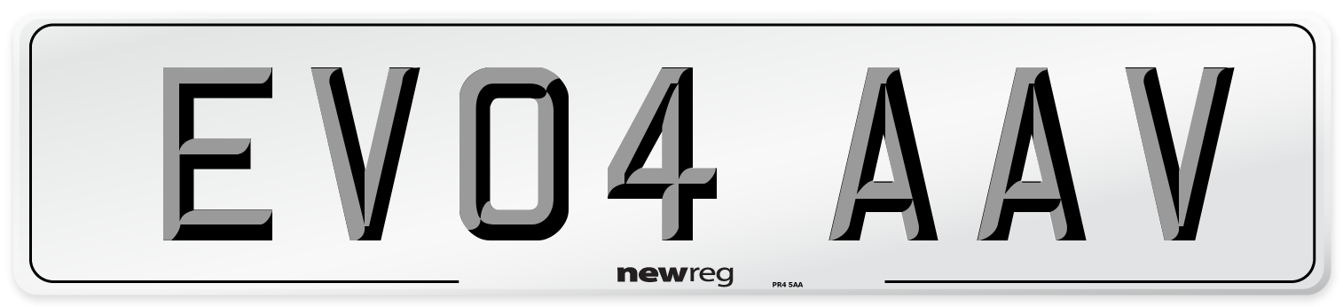 EV04 AAV Number Plate from New Reg